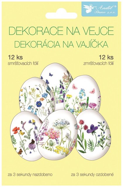 Smršťovací dekorace na vejce 12 ks, jemné květin