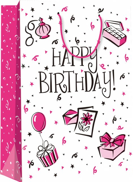 Taška dárková narozeninová - Happy Birthday pro dámu, velikost L (zn. Flexio)
