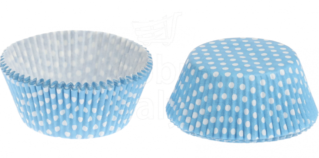 Papírové košíčky na muffiny PUNTÍKY modré 50x30mm, 40ks
