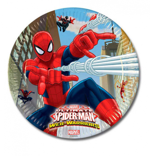 Papírové talířky Spiderman Ultimate - Web warriors / v2, 23cm, set 8ks