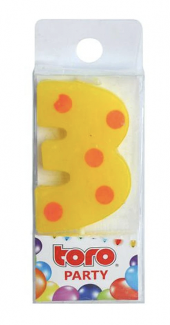 SVÍČKA ČÍSLICE "3", ZAPICHOVACÍ, 3X4,5X0,9CM