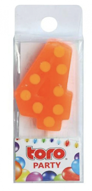 SVÍČKA ČÍSLICE "4", ZAPICHOVACÍ, 3X4,5X0,9CM