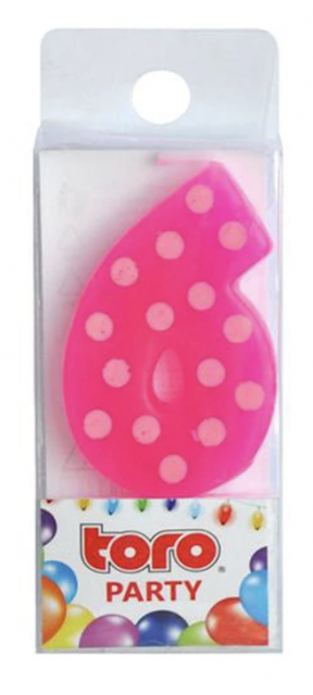 SVÍČKA ČÍSLICE "6", ZAPICHOVACÍ, 3X4,5X0,9CM