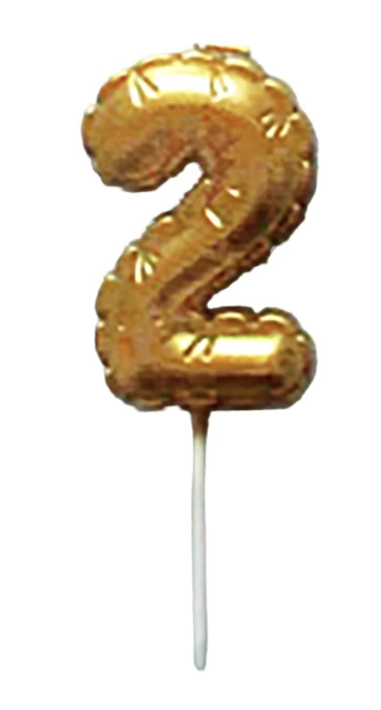 BALÓNEK ČÍSLICE 2 3,7X5,9CM ZÁPICH DO DORTU ZLATÁ