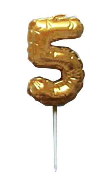 BALÓNEK ČÍSLICE 5 3,7X5,9CM ZÁPICH DO DORTU ZLATÁ