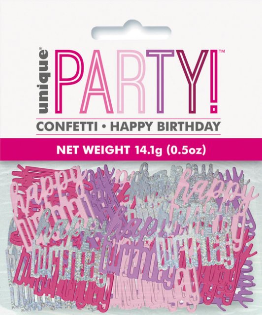 Konfety Happy Birthday, růžový mix, 14g (zn. UNIQUE)