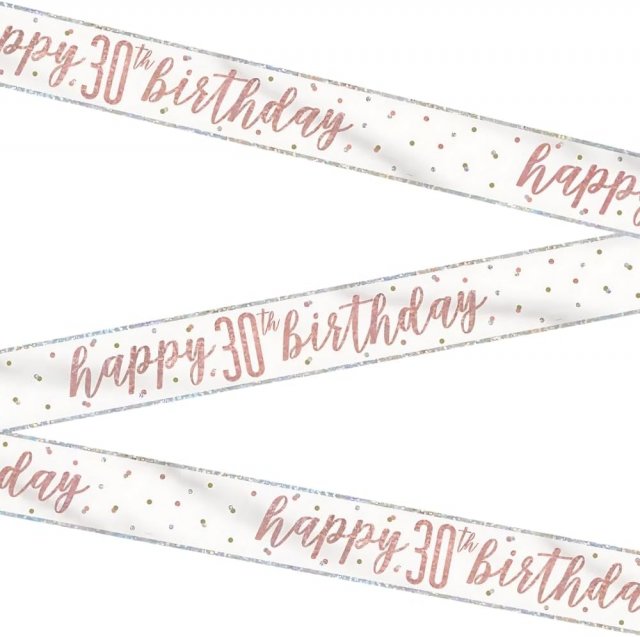 Závěsný banner Happy Birthday 30. narozeniny, metalický, délka 274cm (zn. UNIQUE)