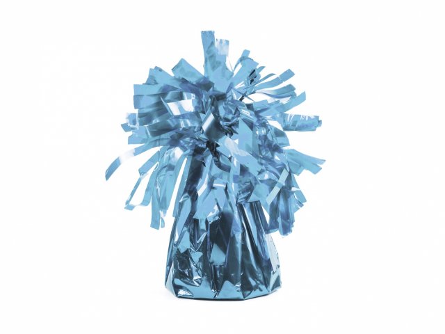 Těžítko na balónky - fóliové třásňovité, světle modrá barva, 150g (zn. PartyDeco)