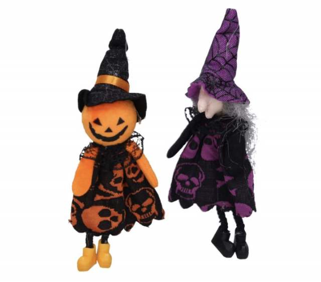 Dekorace Halloween čarodějnice/strašák na zavěšení 20x10x5 cm