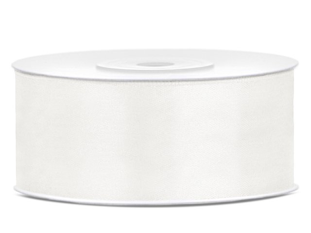 Stuha saténová, světle krémová, 2.5cm/25m (zn. PartyDeco)