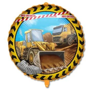 Kruh - Stavební stroje 46cm fóliový balónek + závaží
