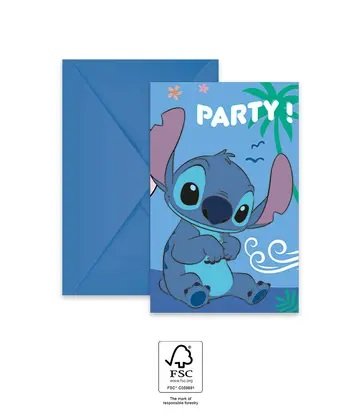 Pozvánky a obálky EKO - Stitch & Angel 6ks