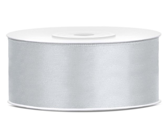 Stuha saténová, stříbrná, 2.5cm/25m (zn. PartyDeco)