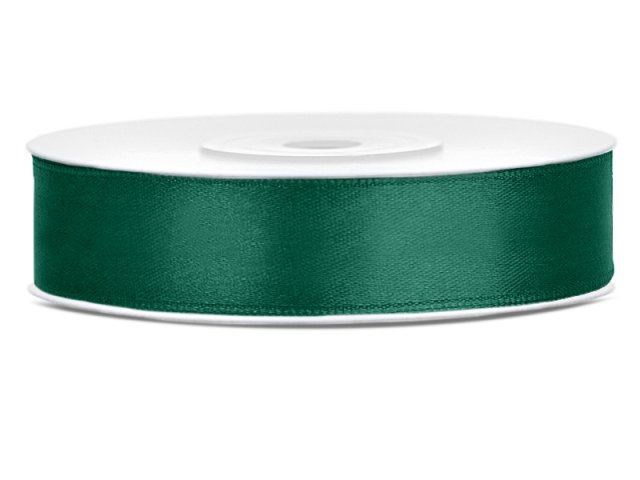 Saténová stuha, tmavě zelená, 1.2cm/25m (zn. PartyDeco)