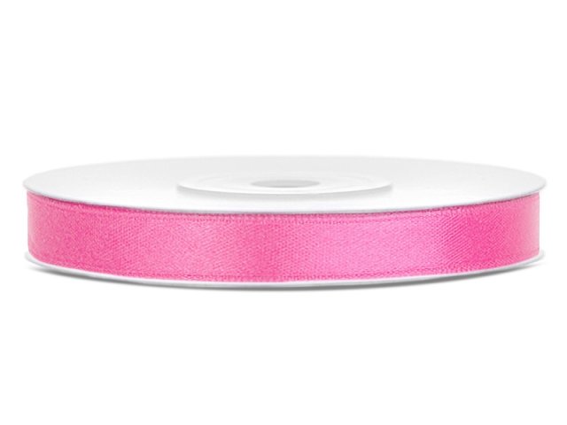 Stuha saténová, růžová, 0.6cm/25m (zn. PartyDeco)