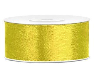 Saténová stuha, tmavě žlutá, 2.5cm/25m (zn. PartyDeco)