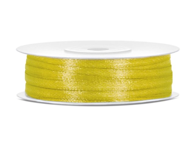Stuha saténová, tmavě žlutá, 0.3cm/50m (zn. PartyDeco)