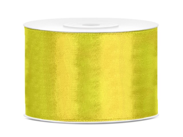 Stuha saténová, tmavě žlutá, 5cm/25m (zn. PartyDeco)