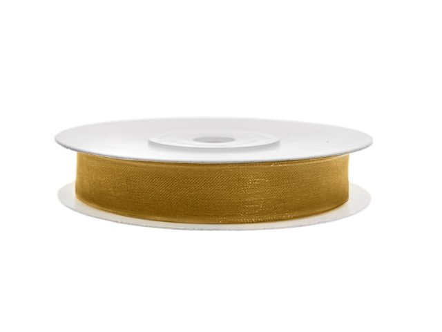 Stuha šifónová, zlatá lemovaná, 0.6cm/25m (zn. PartyDeco)