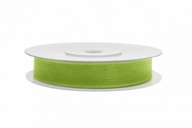 Stuha šifónová, zelené jablko, 0.6cm/25m (zn. PartyDeco)