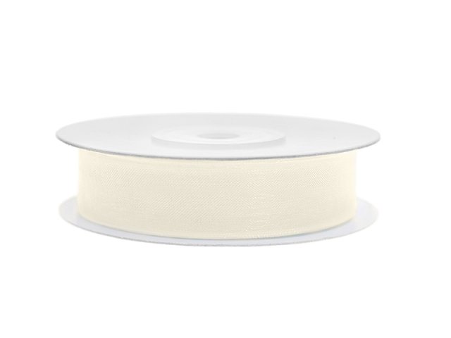 Stuha šifónová, krémová, 1.2cm/25m (zn. PartyDeco)