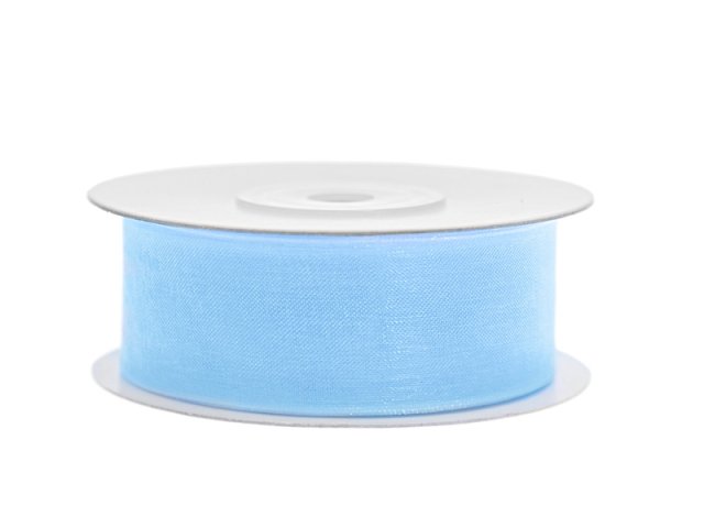 Stuha šifónová, světle modrá, 2.5cm/25m (zn. PartyDeco)