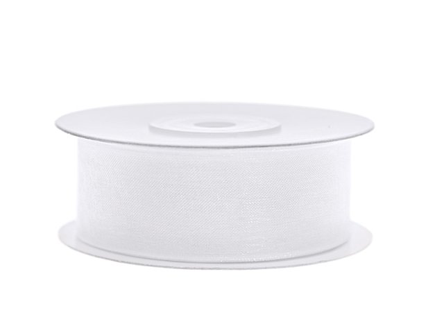 Stuha šifónová, bílá, 2.5cm/25m (zn. PartyDeco)