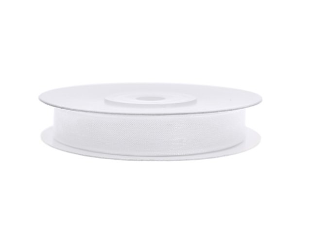 Stuha šifónová, bílá, 0.6cm/25m (zn. PartyDeco)