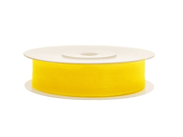 Stuha šifónová, žlutá, 1.2cm/25m (zn. PartyDeco)