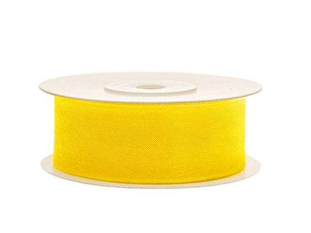 Stuha šifónová, žlutá, 2.5cm/25m (zn. PartyDeco)