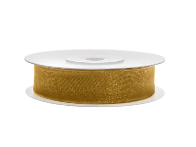 Stuha šifónová, zlatá, 1.2cm/25m (zn. PartyDeco)