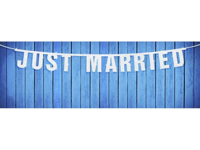 Baner "Just married", bílý