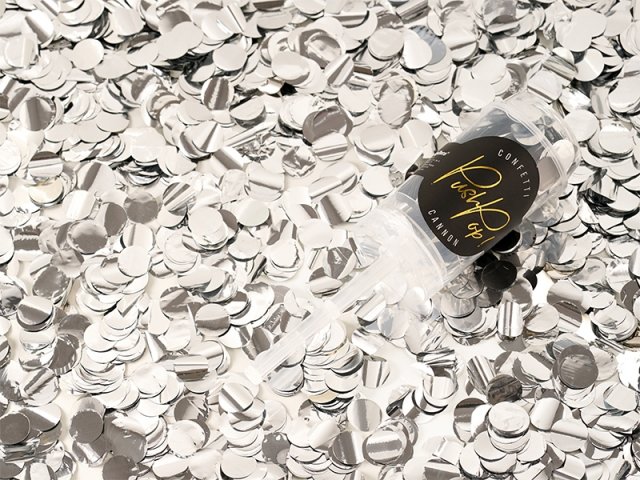 Vystřelovací konfety papírové, stříbrné