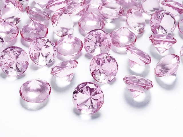 Diamantové konfety, 20mm, světle růžové