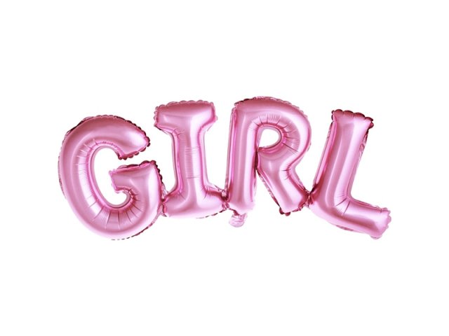 Fóliový balonek, nápis "Girl" (zn. PartyDeco)