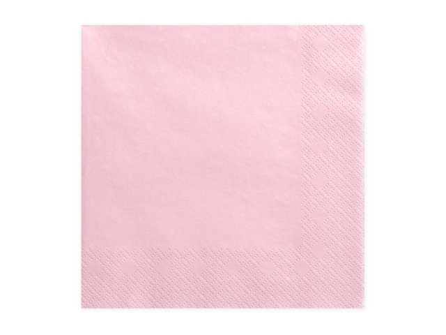 Ubrousky třívrstvé, světle růžové, 33*33 cm (zn. PartyDeco)
