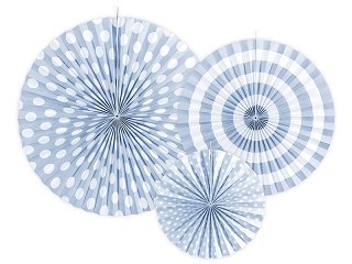 Dekorativní rozety 3ks - světle modré se vzory