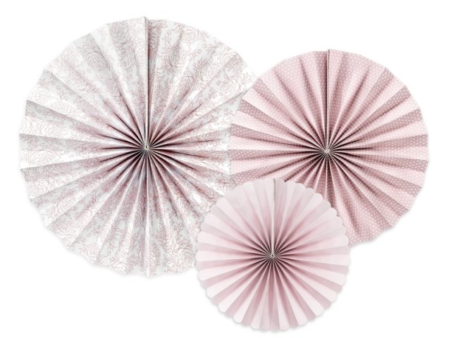 Dekorativní rozety 3ks - světle růžové