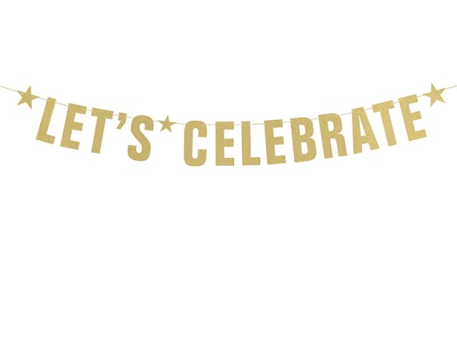 Girlanda, Let's celebrate, zlatý (zn. PartyDeco)