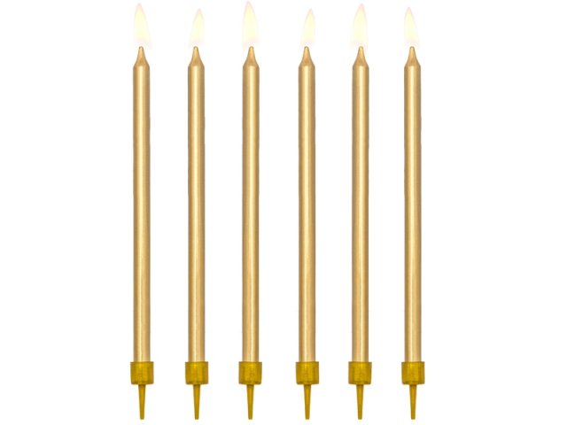 Narozeninové svíčky, zlaté, 12.5cm, set 12ks (zn. PartyDeco)