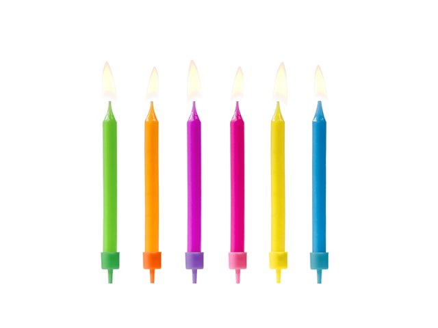 Narozeninové svíčky, barevné, 6cm, set 6ks (zn. PartyDeco)