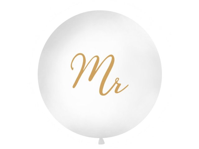 Velký 1m JUMBO balón, se zlatým nápisem "Mr" (zn. PartyDeco)
