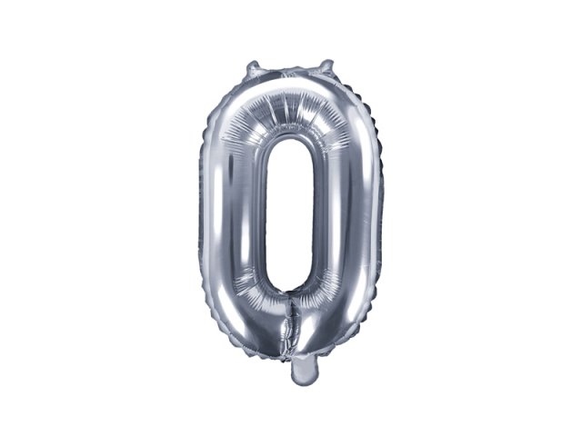 Fóliový balón 35 cm, stříbrný, číslo 0