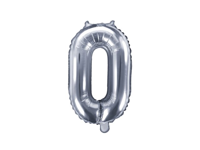 Fóliový balónek, výška 35 cm, stříbrný, číslo 0 (zn. PartyDeco)