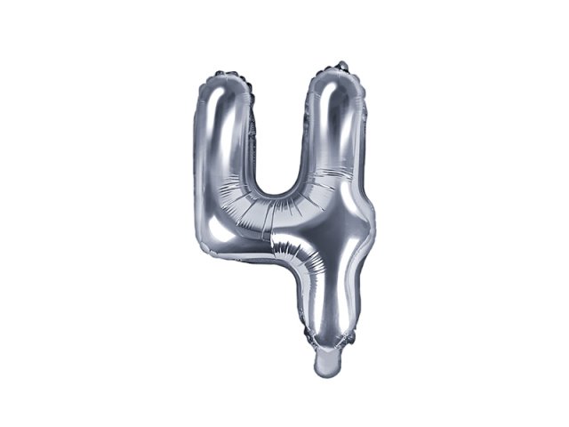 Fóliový balón 35 cm, stříbrný, číslo 4