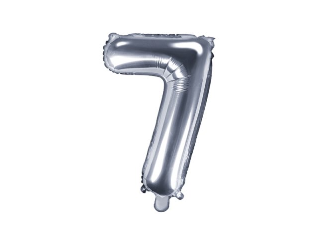 Fóliový balónek, výška 35 cm, stříbrný, číslo 7 (zn. PartyDeco)