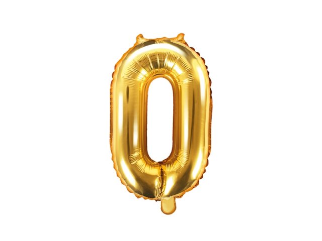 Fóliový balónek, výška 35 cm, zlatý, číslo 0 (zn. PartyDeco)