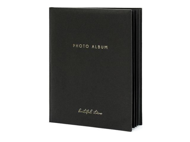 Fotoalbum, černé, "Photo album beautiful stories" (zn. PartyDeco)