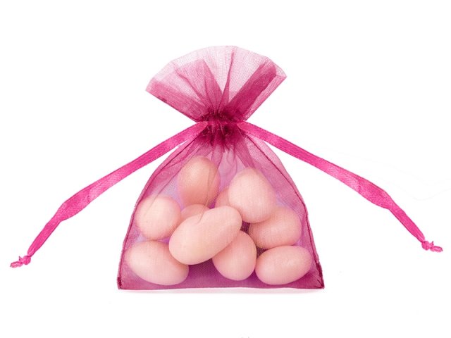 Pytlíček, organza, tmavě růžová, 10 cm (zn. PartyDeco)