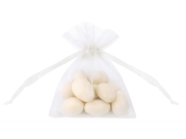 Pytlíček, organza, bílá, 10 cm (zn. PartyDeco)